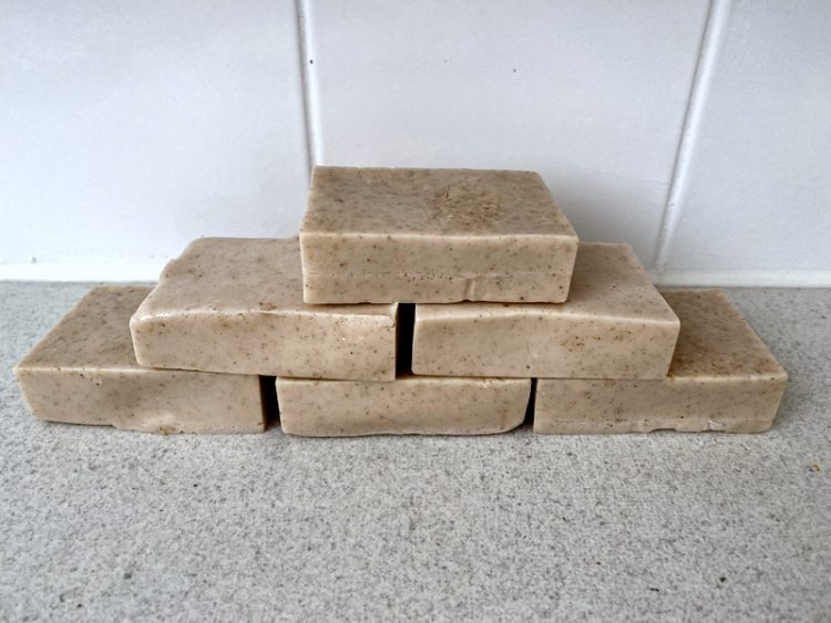 Freshly made apple and cinnamon oatmeal soap