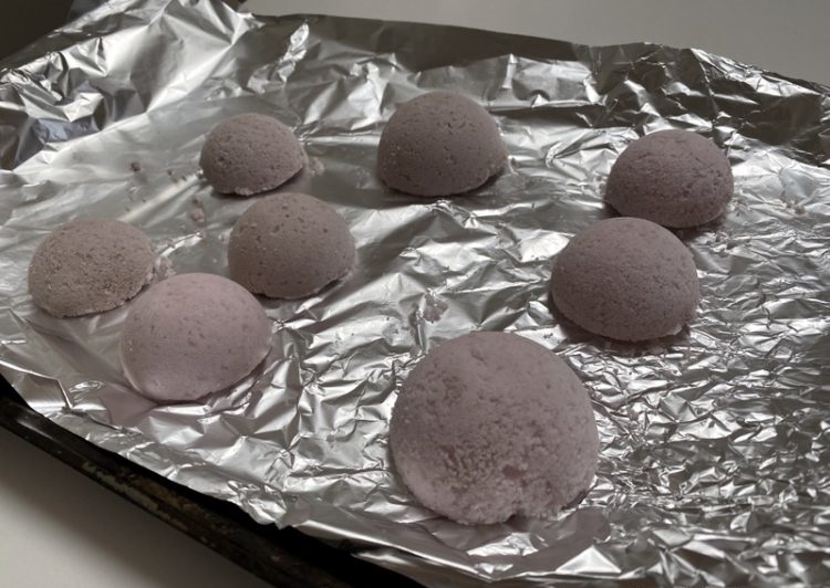 Pink and purple bath bombs