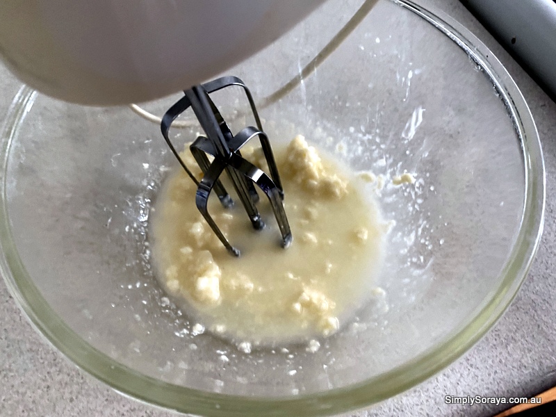 Mixing the shea butter and safflower oil