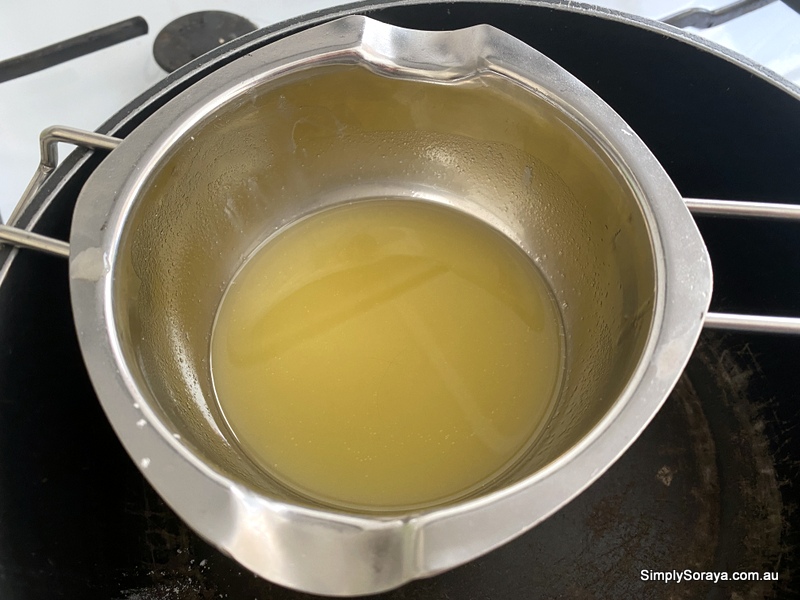 After all the ingredients are mixed together and it's time to pour into my jar