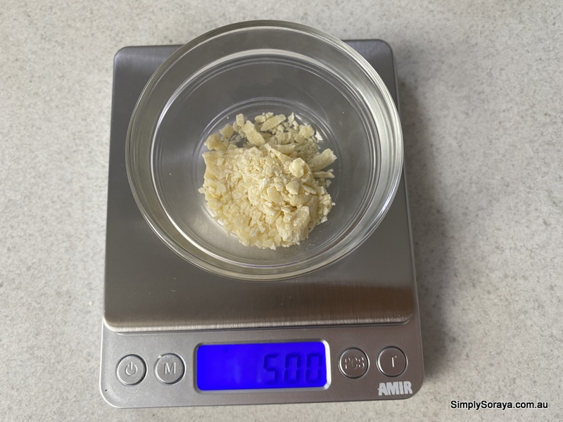 Weighing the cocoa butter