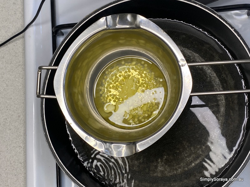 Melting all the ingredients for this body balm