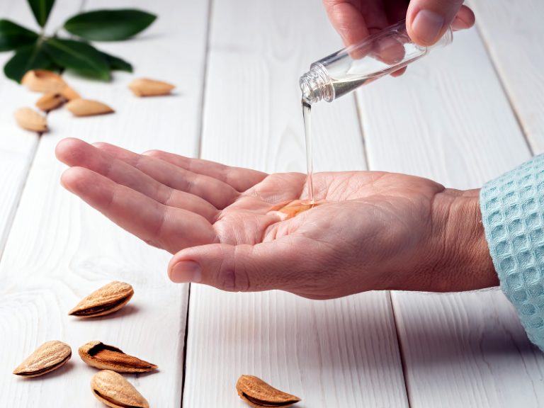 Almond oil on skin