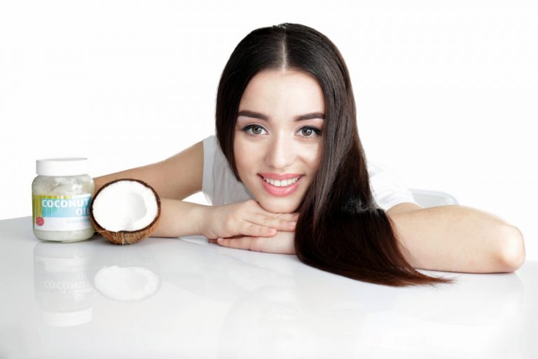 coconut oil on skin with lady