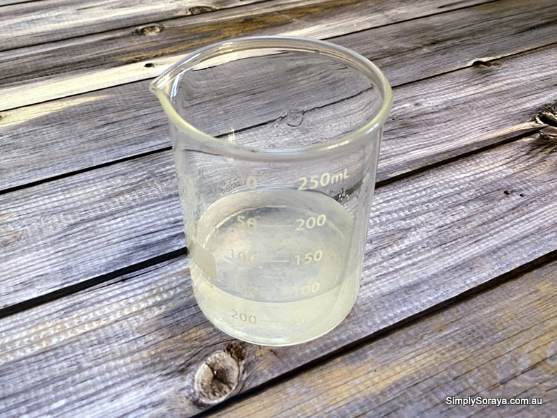 Water mixture ready to heat to make hand lotion