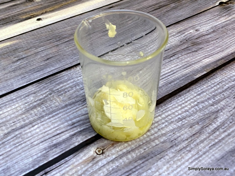 Oil mixture ready to heat to make hand lotion