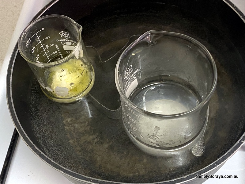 Heating the oil and water mixtures to make hand lotion
